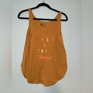 Roxy Mustard Graphic Scoop Tank - 'What A Trip Hawaii' Size M